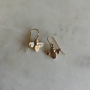 14K GOLD BEE EARRINGS — SMALL