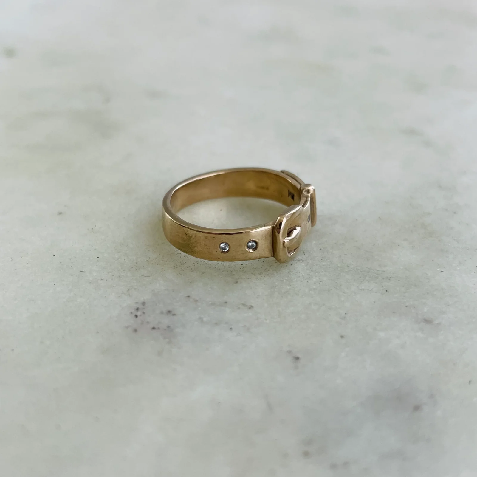 14K GOLD BELT RING + DIAMONDS - Image 2