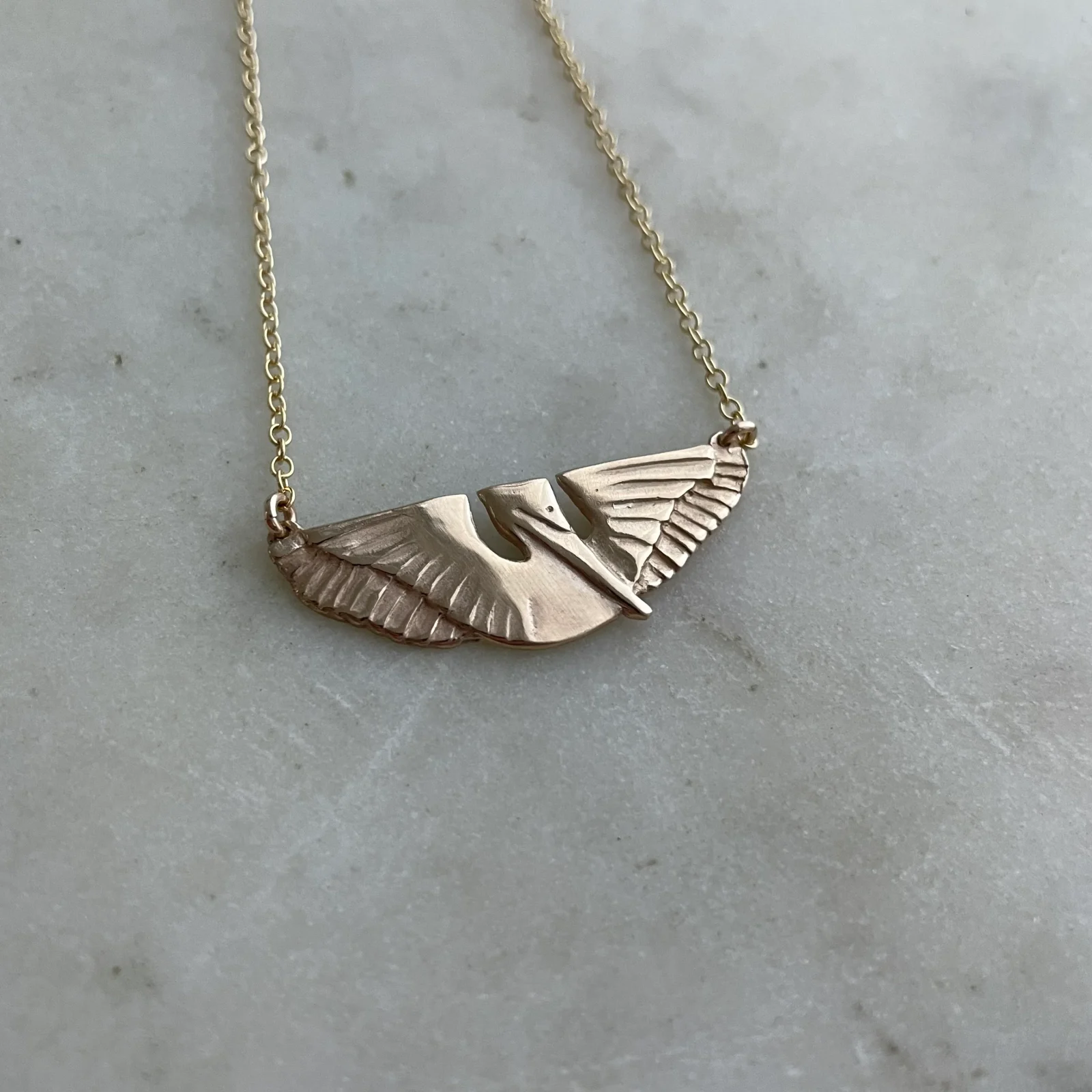 14K GOLD PELICAN BAR NECKLACE — SMALL - Image 2