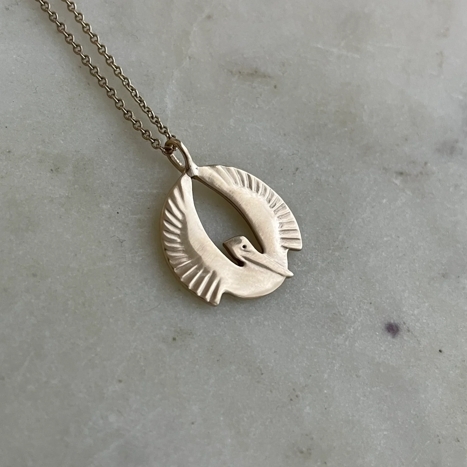 14K GOLD PELICAN RISING PENDANT — SMALL - Image 2