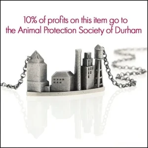 All Silver Durham Skyline Affixed Pendant 18" Chain