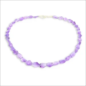 Amethyst Bead Strand Necklace 18KY 18"