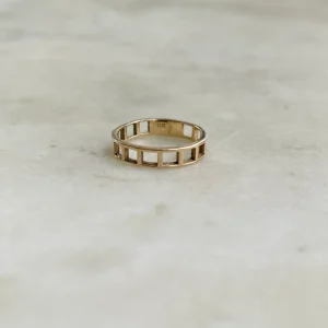 ARCHIVE — 14K GOLD GRID RING — 1 ROW