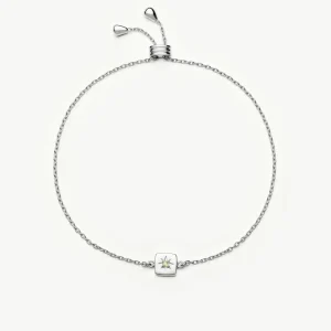 August Birthstone Slider Bracelet | Silver Plated/Peridot