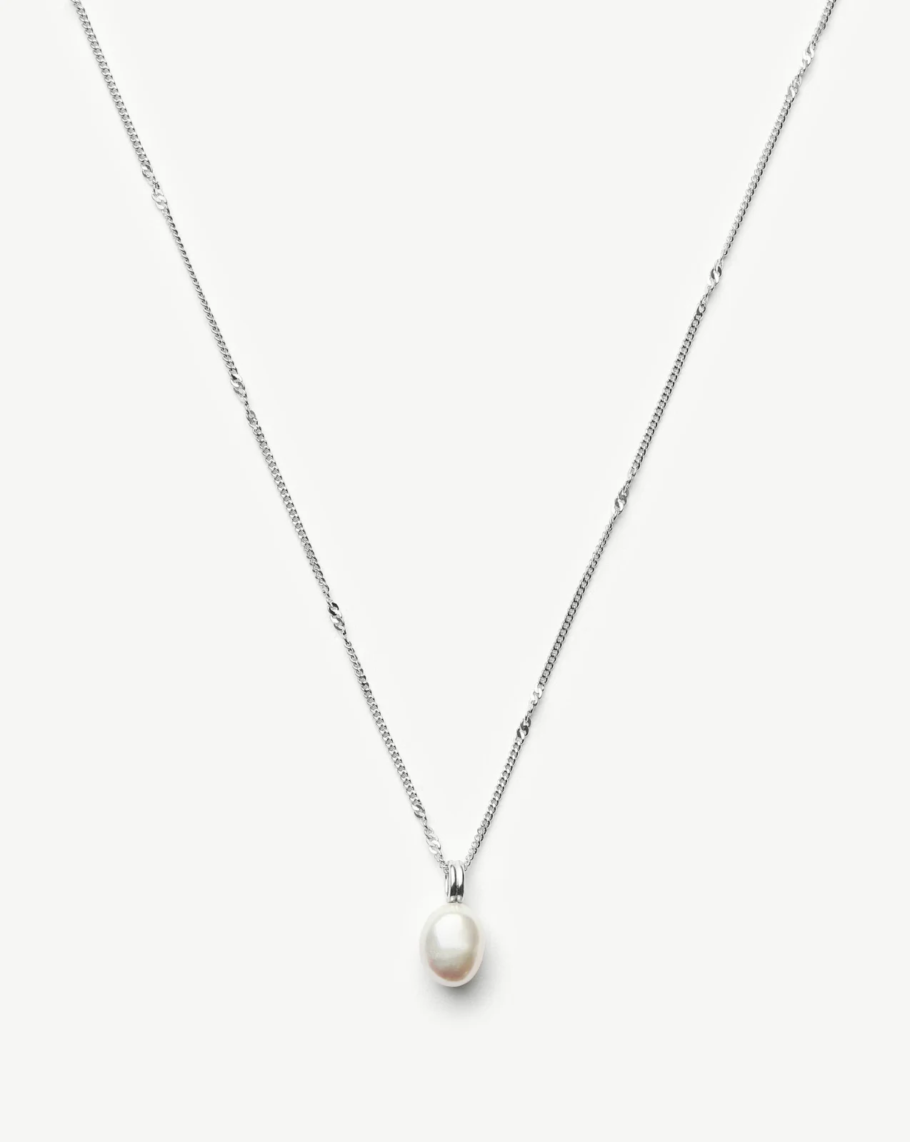 Baroque Pearl Twisted Chain Necklace | Sterling Silver/Freshwater Baroque Pearl