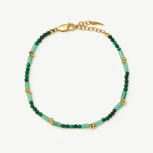 Beaded Gemstone Bracelet | 18ct Gold Plated/Mojito Green