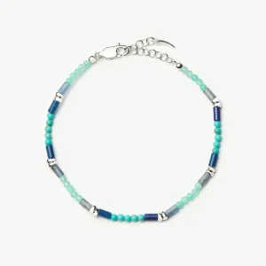 Beaded Gemstone Bracelet | Silver Plated/Lagoon Blue