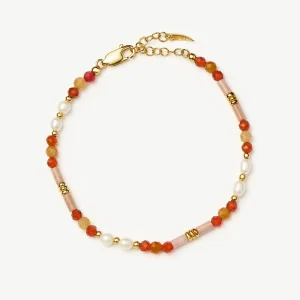 Beaded Gemstone & Pearl Bracelet | 18ct Gold Plated/Paloma Pink