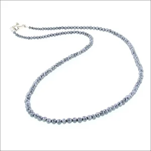 Black Diamond Bead Strand Necklace 14KW 16" 26.80cttw