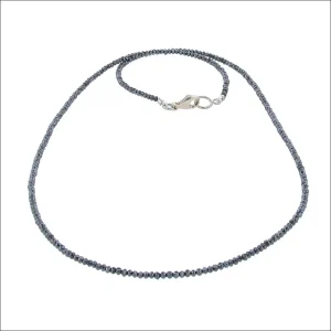 Black Diamond Bead Strand Necklace 18" 14KW 12.3cttw