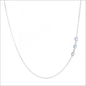 Blue Sapphire Slice Necklace 18KW 14KW 19"