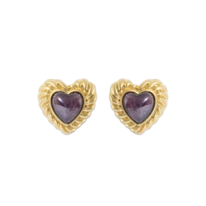 Camille Amethyst Heart Studs