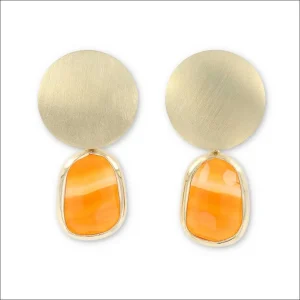 Carnelian Drop Earrings 18KY