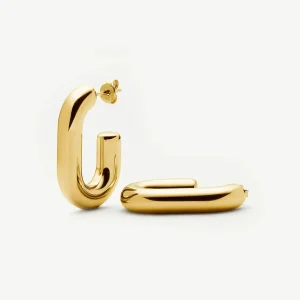 Chubby Oval Medium Hoop Earrings | 18ct Gold Plated