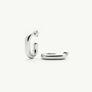 Chubby Oval Small Hoop Earrings | Platinum Plated