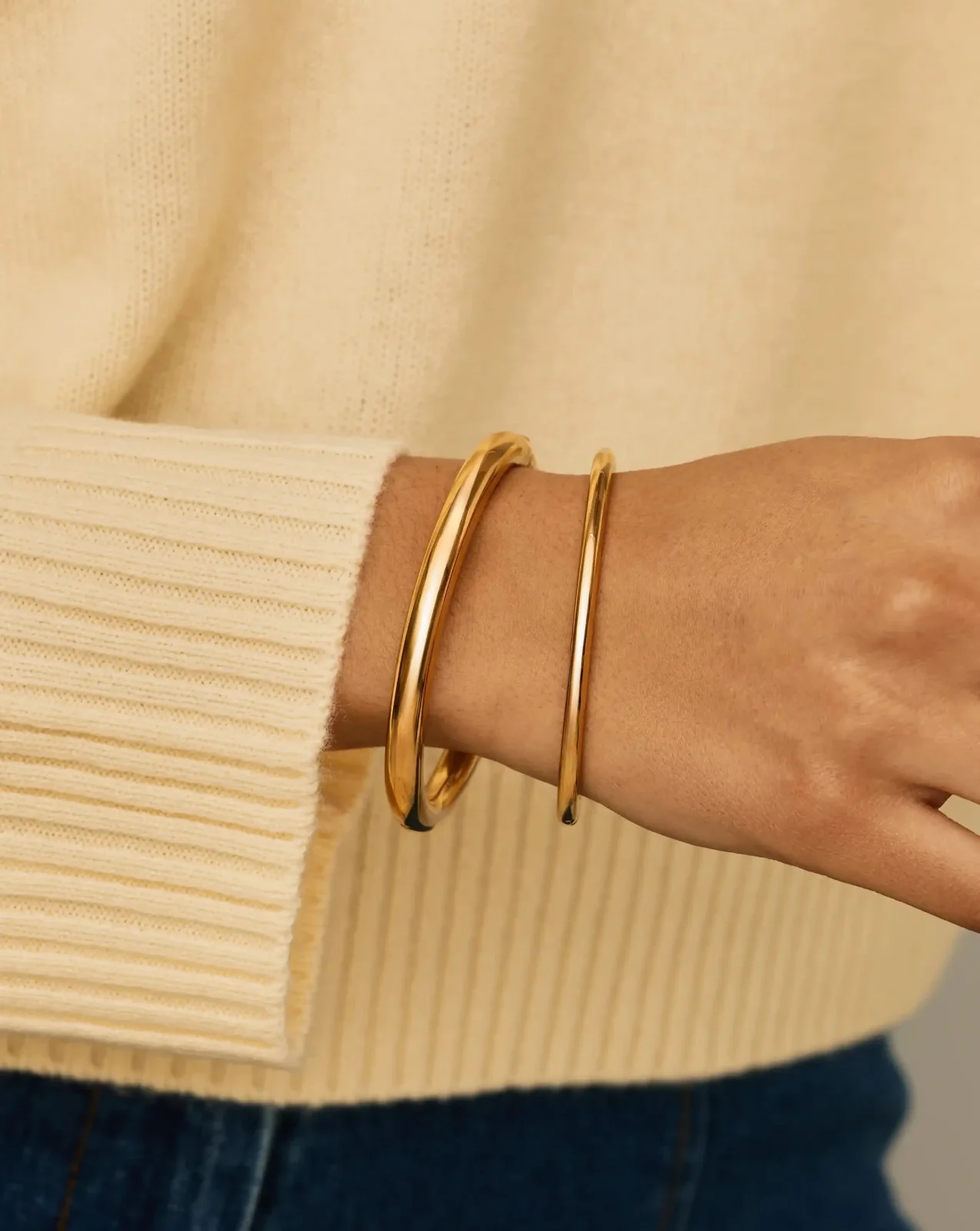 Chunky Bangle Set | 18ct Gold Plated - Image 2