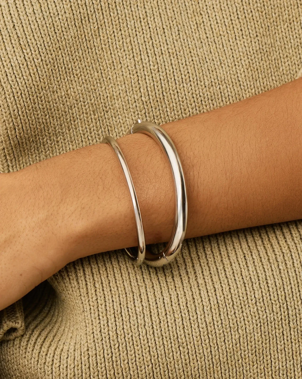 Chunky Bangle Set | Platinum Plated - Image 2