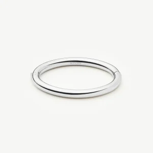 Chunky Round Hinged Bangle | Platinum Plated