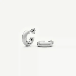 Classic Chubby Small Hoop Earrings | Platinum Plated