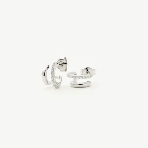 Classic Double Huggies | Sterling Silver/Cubic Zirconia