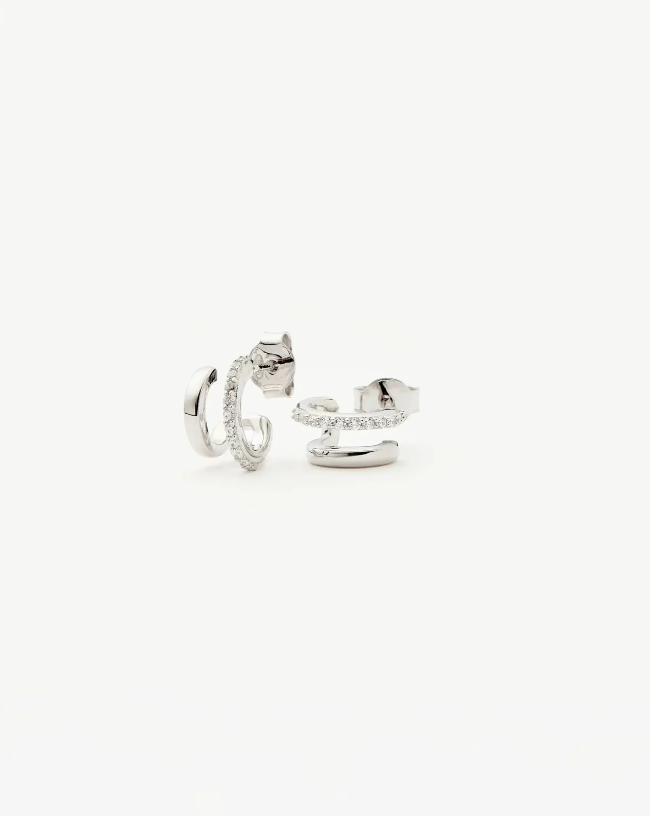 Classic Double Huggies | Sterling Silver/Cubic Zirconia
