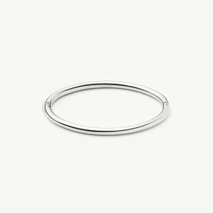 Classic Round Hinged Bangle | Platinum Plated