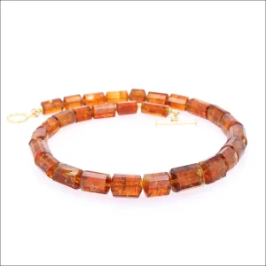 Cognac Citrine Bead Strand Necklace 18KY 18"