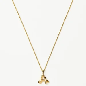 Curly Molten Mini Initial Necklace - A | 18ct Gold Vermeil