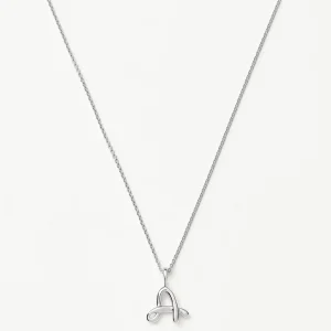 Curly Molten Mini Initial Necklace - A | Sterling Silver