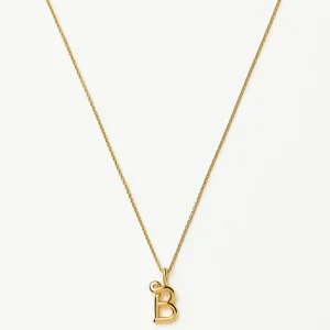 Curly Molten Mini Initial Necklace - B | 18ct Gold Vermeil