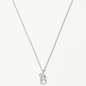 Curly Molten Mini Initial Necklace - B | Sterling Silver