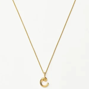 Curly Molten Mini Initial Necklace - C | 18ct Gold Vermeil