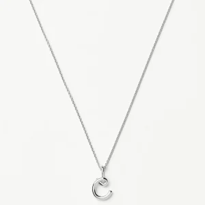 Curly Molten Mini Initial Necklace - C | Sterling Silver
