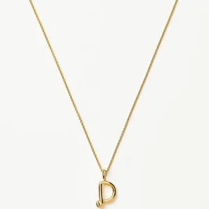 Curly Molten Mini Initial Necklace - D | 18ct Gold Vermeil