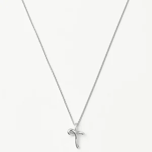 Curly Molten Mini Initial Necklace - T | Sterling Silver