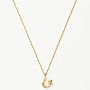 Curly Molten Mini Initial Necklace - U | 18ct Gold Vermeil