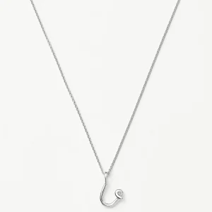 Curly Molten Mini Initial Necklace - U | Sterling Silver