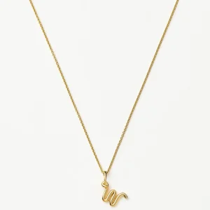 Curly Molten Mini Initial Necklace - W | 18ct Gold Vermeil