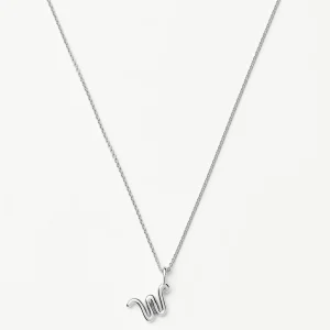 Curly Molten Mini Initial Necklace - W | Sterling Silver