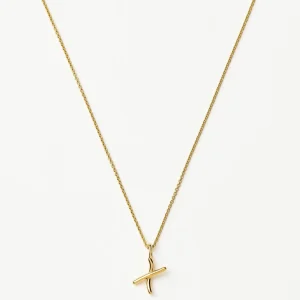 Curly Molten Mini Initial Necklace - X | 18ct Gold Vermeil