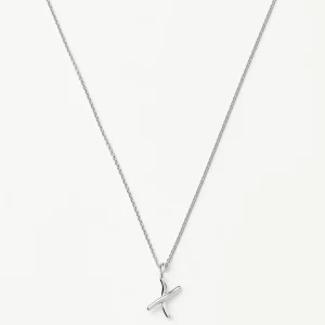Curly Molten Mini Initial Necklace - X | Sterling Silver