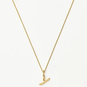 Curly Molten Mini Initial Necklace - Y | 18ct Gold Vermeil