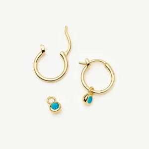 December Birthstone Mini Charm Hoop Earrings | 18ct Gold Plated/Turquoise Magnesite
