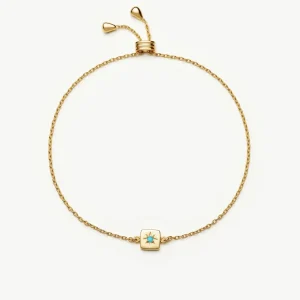 December Birthstone Slider Bracelet | 18ct Gold Plated/Dyed Turquoise Magnesite
