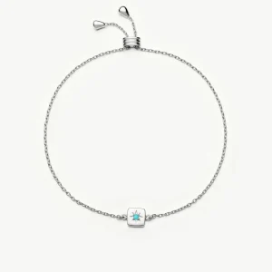 December Birthstone Slider Bracelet | Silver Plated/Dyed Turquoise Magnesite