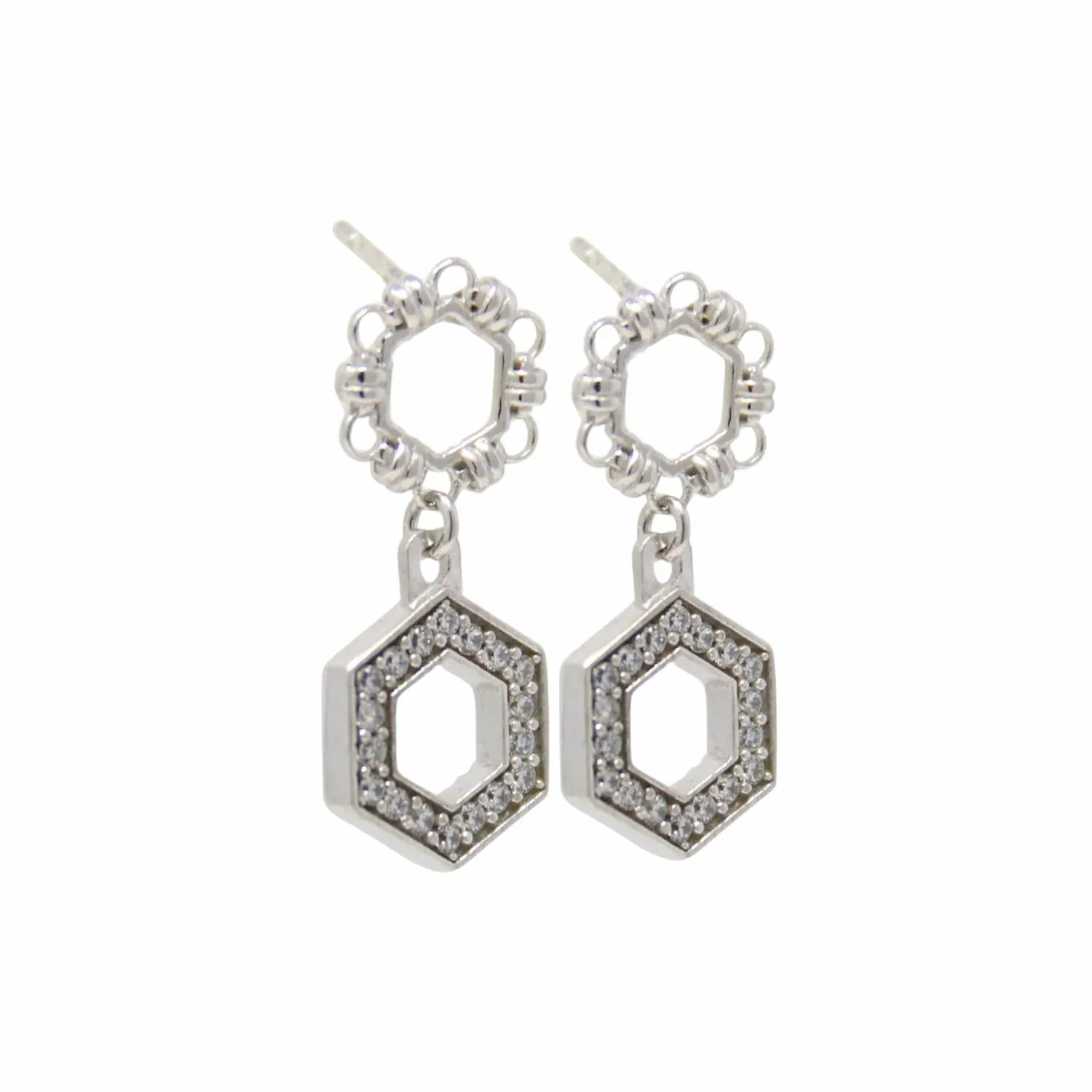 Deco Statement Earrings in Silver With Pavé - Image 2