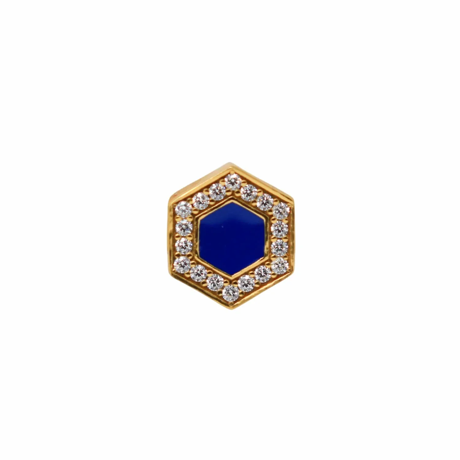 Deco Stud Earrings in Gold With Blue & Pavé - Image 2