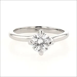 Diamond 4 Prong Twist Solitaire Engagement Ring Platinum
