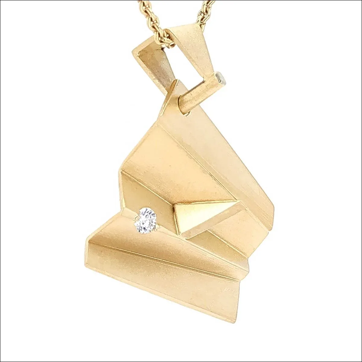 Diamond Abstract Fan Pendant 18KY - Image 2