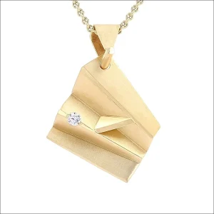 Diamond Abstract Fan Pendant 18KY